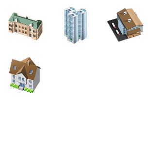 3d houses icon sets preview