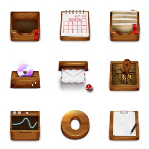 Wooden icon sets preview