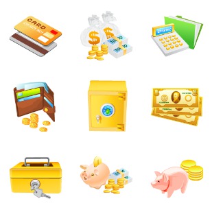 Vector Money icon sets preview