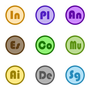 Round Adobe CC set icon sets preview