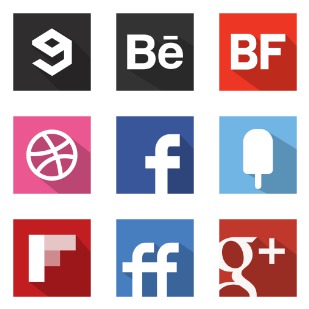 Flat Shadow Social icon sets preview