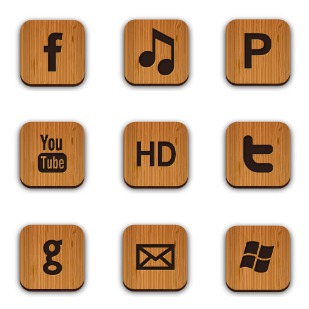 50 Wood Textured Social Media icon sets preview