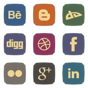 Retro Style Social icon sets preview