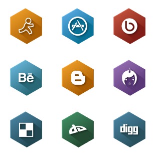 Hexagonal Social icon sets preview