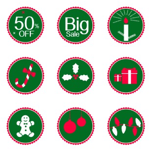 Vector Christmas icon sets preview