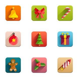 New Year Flat icon sets preview