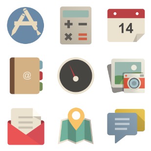 Flat Retro Modern icon sets preview