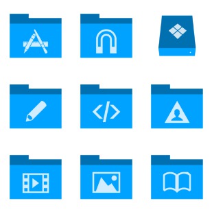 Flat Blue Folder icon sets preview