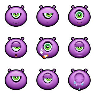 Purple monster icon sets preview